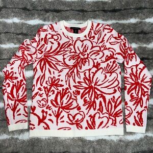 tropical red flower sweater